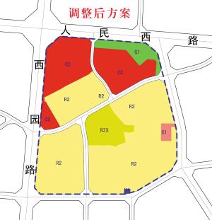 昆明市规划局主城西山区人民西路与西园路交叉口地块调整规划公告