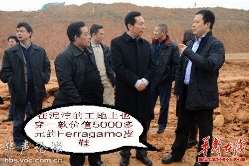 网曝四川双流副县长穿著名奢侈品皮鞋视察工作