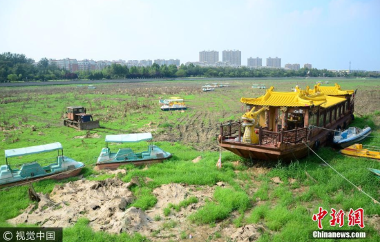 原来河里的船 山东潍坊一河流断流 河底变“草原”