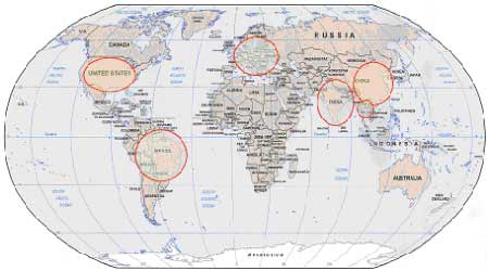 图为全球白糖主产国分布走势图(图片来源:大陆期货)