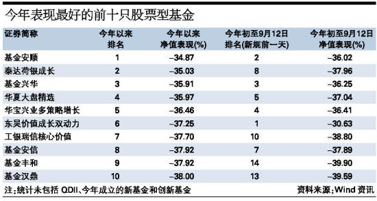 附表 今年表现最好的前十只股票型基金_滚动新