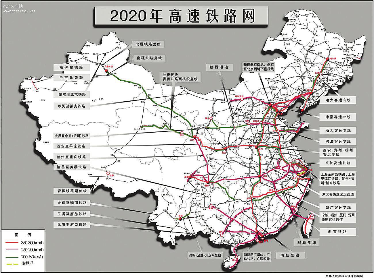 中国高速铁路网规划