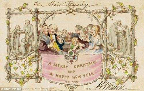 英国1843年圣诞卡片纽约拍卖 每张1万英镑(图)