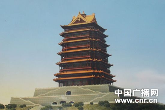 宁夏黄河楼效果图。 宁夏标志性新地标“黄河楼”基础落成(图)