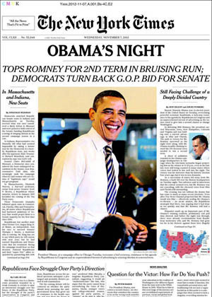 2012美国大选-报纸头版