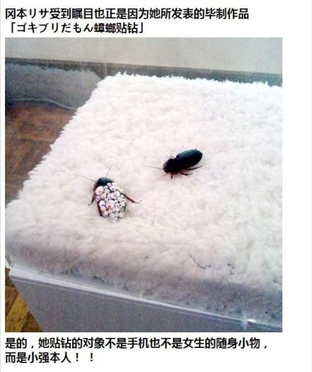 日本美女艺术家的活蟑螂贴钻