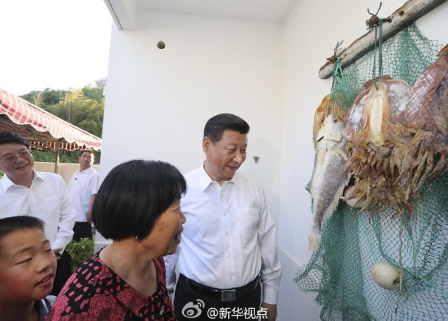 习近平对村民们说，浙江建设美丽乡村有自然禀赋，也有当年开展“千村示范、万村整治”的前瞻性。摄影兰红光