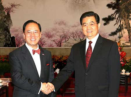 胡锦涛温家宝分别会见曾荫权何厚铧