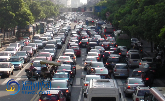 组图：开学第一天温州交通大拥堵