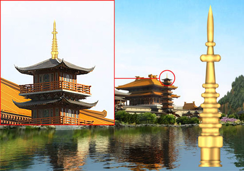 柳州文庙文昌塔初步确定主塔顶采用纯金铸造