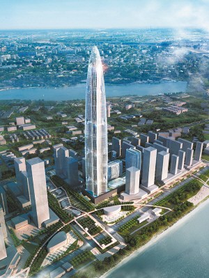 该楼建成后将成为华中地区新地标。 图片来源：武汉晚报