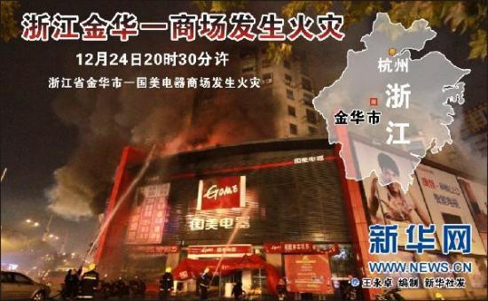 浙江金华一家电器商场发生火灾2人受伤