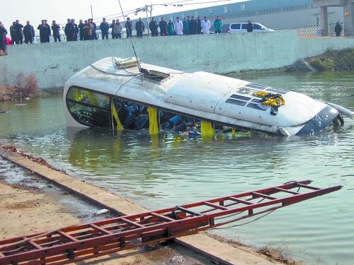 视频:商丘客车撞电动车落水12人死 系司机操作