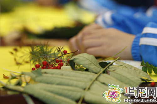 重庆园博园办科普活动 小学生用植物制作粘贴画