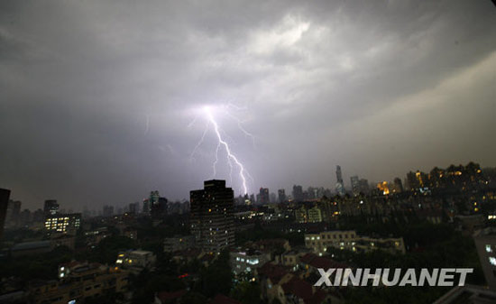 6月5日,上海市区雷电交加.新华社记者 裴鑫摄