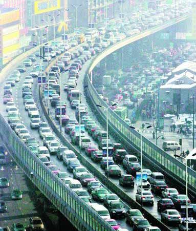 杭州昨日由于天气原因全城大堵车(图)