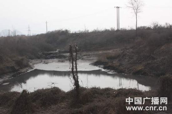 村民告诉记者，这是峰煤焦化厂南围墙外的大污水坑