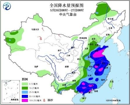 黄淮及其以南大部迎强降雨