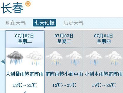 长春未来三天天气预报图