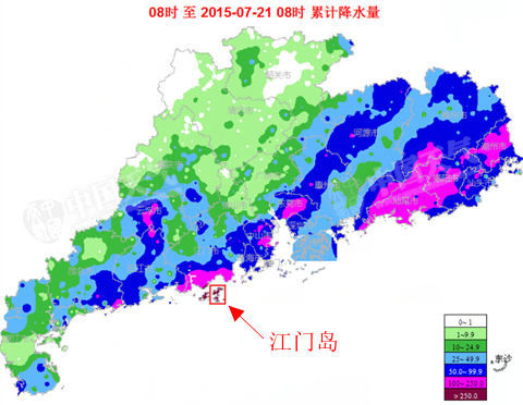 广东江门上川岛一日倒水770毫米 超北京一年降