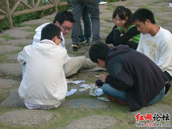 岳麓山顶拉开赌局 网友发贴谴责不文明