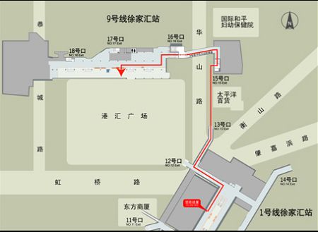 1,9号线徐家汇站"虚拟换乘"示意图