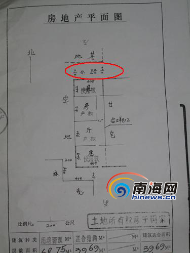 甘先生出生的房产证平面图上有注明