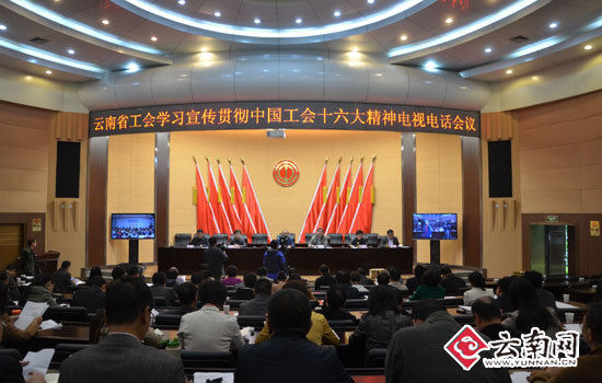 云南省总工会召开电视电话会议 深入学习中国