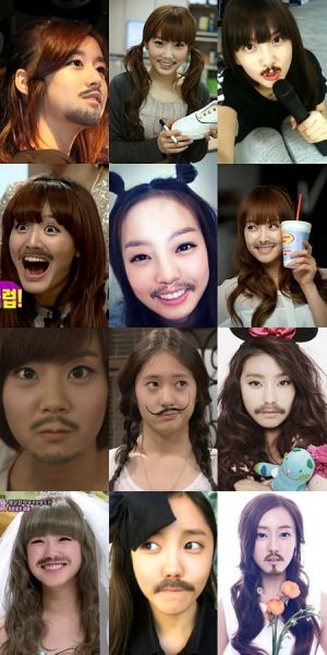 韩国多名女子偶像大头照被贴胡子 引网民大笑(图)