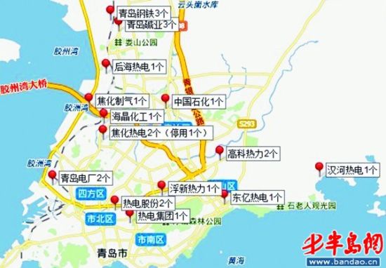 青岛市区主要大烟囱分布图.