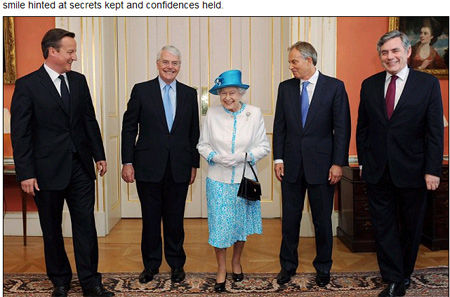 英国四位历任首相齐聚一堂 参加女王钻石婚午宴(图)
