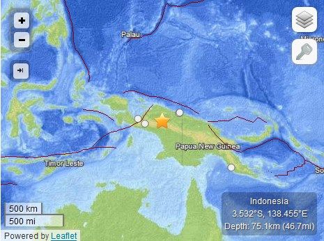 印度尼西亚伊里安查亚地区发生7.1级地震(图)