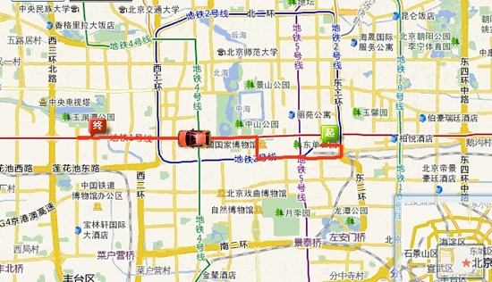 电子地图测距显示，北京站到军博相距不超过10公里，但当事乘客打出396元车费。