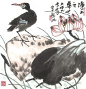 を販売ky8004〈李燕〉親子猿図 マクリ 中国画 花鳥、鳥獣