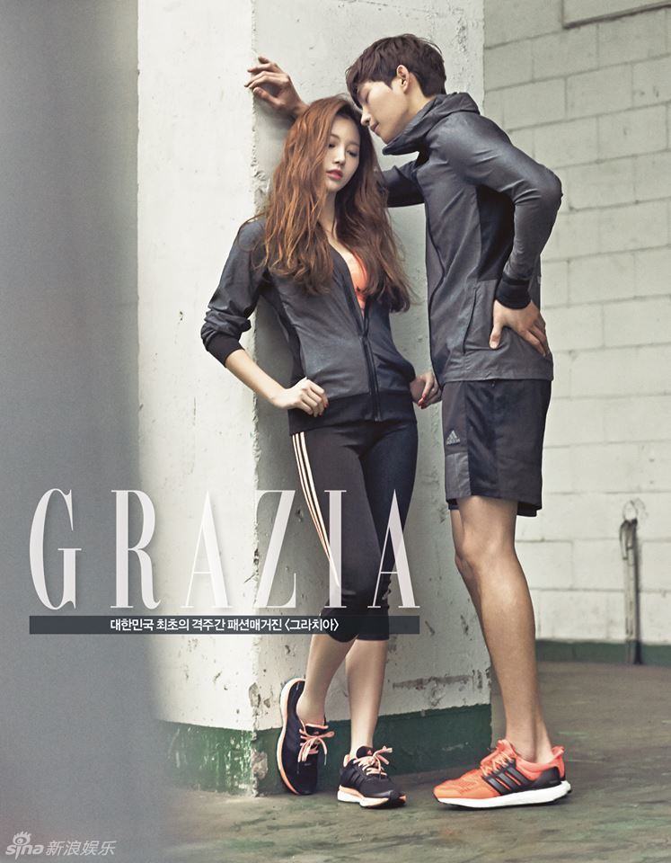 组图： 韩女星Yura秀纤腰 被性感男模壁咚