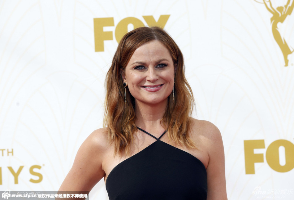 组图：艾美奖红毯 艾米-波勒蓝裙亮相气质高贵