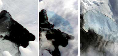 卫星照片显示南极洲最大冰架出现裂缝(组图)
