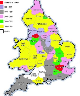 英国制作出一幅英国城市犯罪率地图