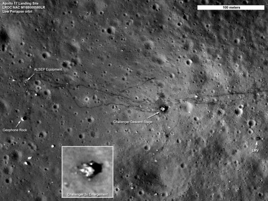 这是美国航天局9月6日公布的“阿波罗”17号登月点照片。新华社/美国航天局