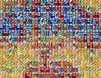 组图:艺术家用逾10万个易拉罐拼画