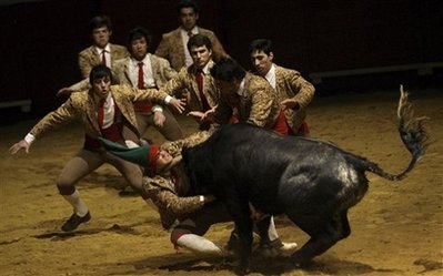 图文:斗牛士在西班牙斗牛大会上表演