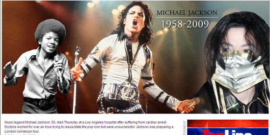 以上为国外媒体关于迈克尔-杰克逊去世报道图片