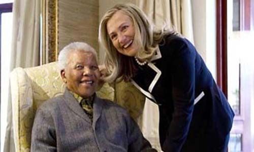 希拉里拜访南非前总统曼德拉并共进午餐(图)|希