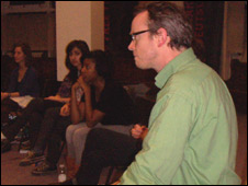 Director Tim Carol with some students