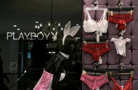 Lingerie is displayed in the new Playboy store in central London September 19, 2007.(Agencies)