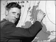 A TV weather forecast in 1954