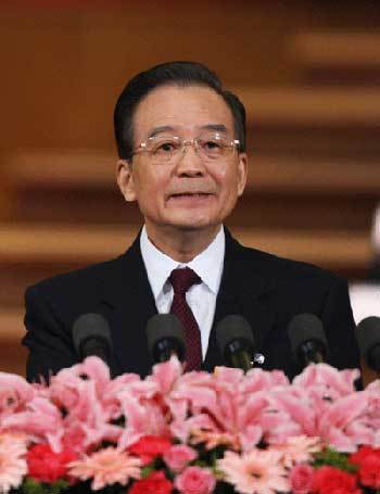 Chinese Premier Wen Jiabao delivers the government work report to the annual session of the National People's Congress (NPC) at the Great Hall of the People in Beijing Mar 5, 2012.