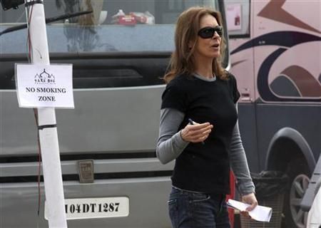 Oscar-winning director Kathryn Bigelow is seen at the shooting site of the movie ''Zero Dark Thirty'' in the northern Indian city of Chandigarh March 6, 2012. 