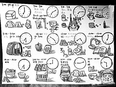 汉网网友“华山论刀”：史上最强妈妈，手工绘制女儿作息时间表，又实用又有趣，不错吧！