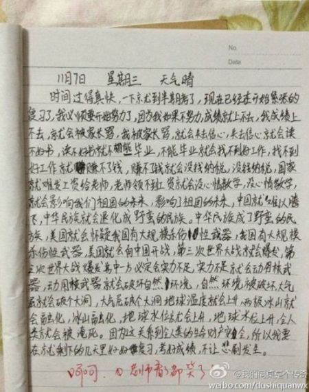 小学生神级作文逻辑强网络走红(组图)